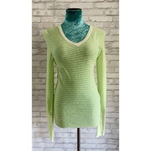 NEW 360 Sweater Cashmere Green Striped Sweater